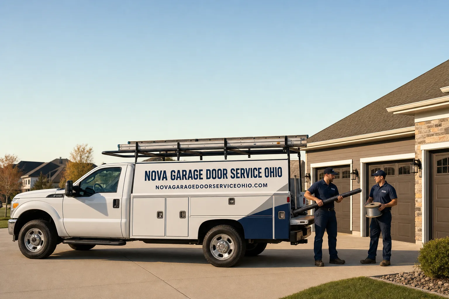 Nova Garage Door Service Ohio service vehicle and crew in Ohio, OH